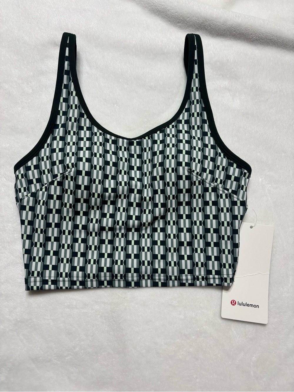 Lululemon Green & White Patterned Cropped Tennis Tank-top